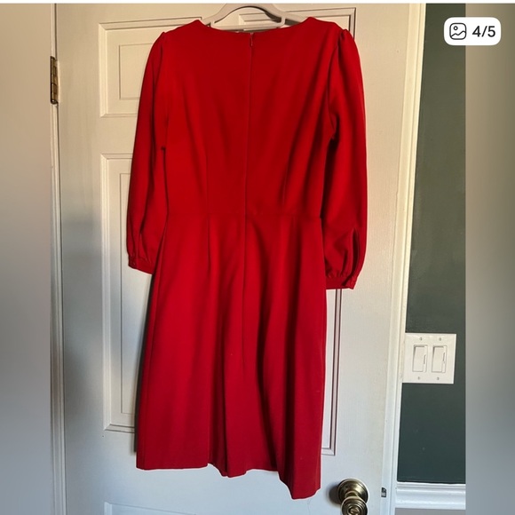 Christmas holiday Boden Red Dress with Scalloped Detail - Picture 3 of 5